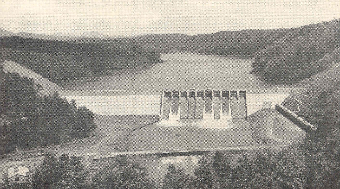 Apalachia Dam holding back the new lake, 1943