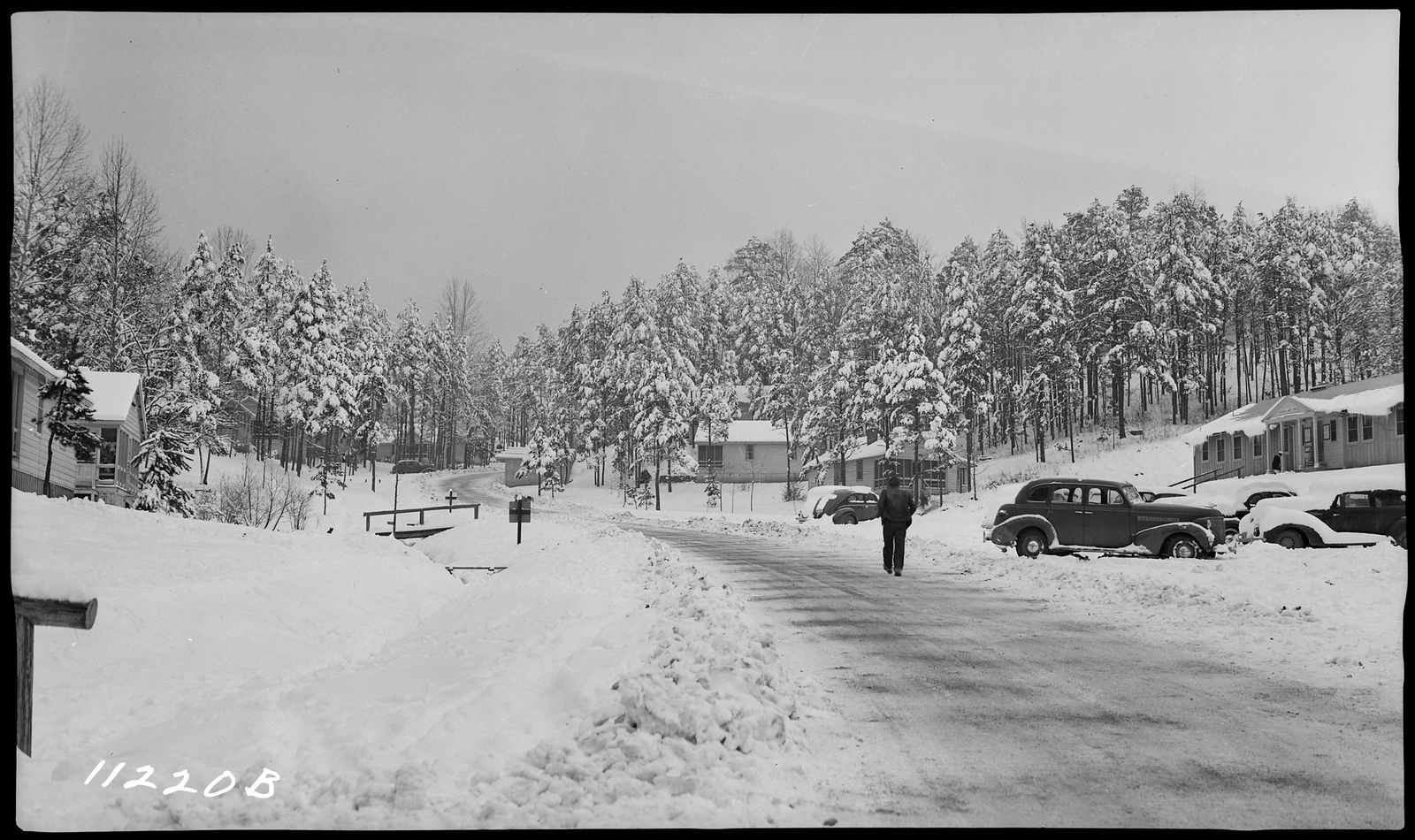 Hiwassee Village after a nine-inch snowfall, 1940